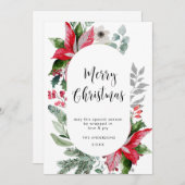 Cartes Pour Fêtes Annuelles Elégant Poinsettia Noël Mistletoe Salutation (Devant / Derrière)