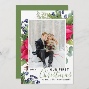 Cartes Pour Fêtes Annuelles Elégant Poinsettia Photo Notre premier vert de Noë