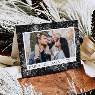 Cartes Pour Fêtes Annuelles Élégant Poinsettias et Pinecones Charbon 2 Photo