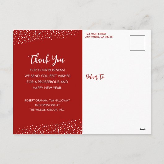 Cartes Pour Fêtes Annuelles Elégant Poinsettias Merci de vacances d'affaires (Dos)