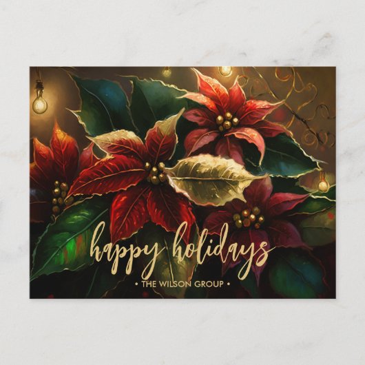 Cartes Pour Fêtes Annuelles Elégant Poinsettias Merci de vacances d'affaires (Devant)