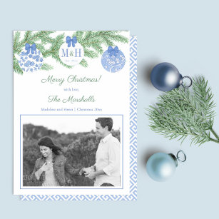 Cartes Pour Fêtes Annuelles Élégant premier marié Noël Nouveaux mariés Monogra