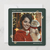 Cartes Pour Fêtes Annuelles Élégant propriétaire de chats en or vert Photo Meo (Devant)