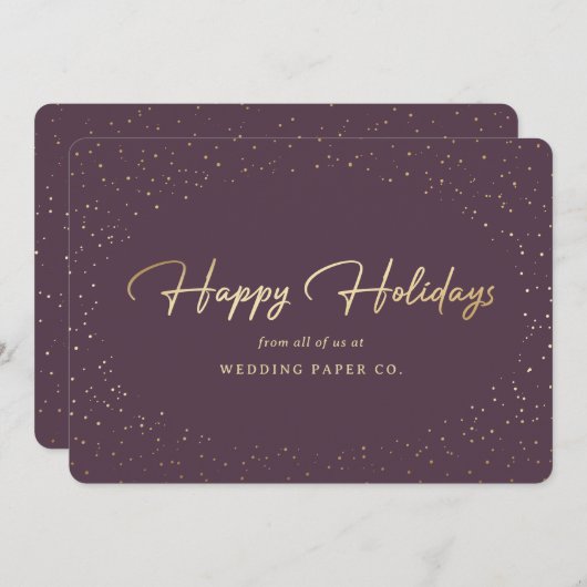 Cartes Pour Fêtes Annuelles Élégant Purple Gold Pile main (Devant / Derrière)