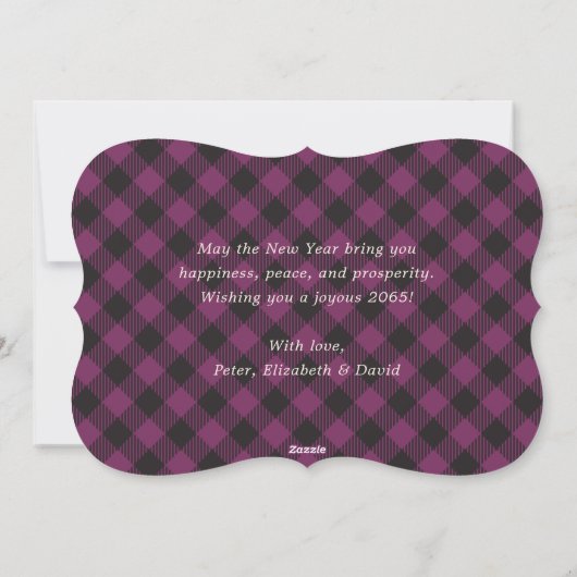 Cartes Pour Fêtes Annuelles Elegant Purple Plaid New Year Card (Dos)