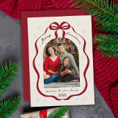 Cartes Pour Fêtes Annuelles Elegant Red Bow Frame Custom Arch Photo Christmas