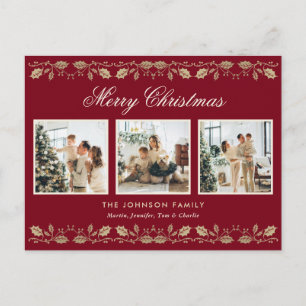 Cartes Pour Fêtes Annuelles Elégant Red Gold Photo Joyeux Noël