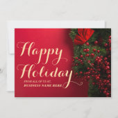 Cartes Pour Fêtes Annuelles Elégant Red & Gold Typography Business Festive (Devant)