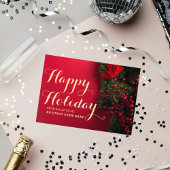 Cartes Pour Fêtes Annuelles Elégant Red & Gold Typography Business Festive
