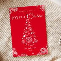 Élégant Red Joyeux sapin de Noël Snowflakes