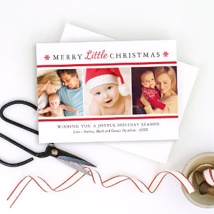 Cartes Pour Fêtes Annuelles Élégant Red Merry Little Christmas Photo Collage