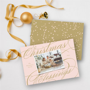 Cartes Pour Fêtes Annuelles Élégant religieux Bénédiction de Noël Script Photo