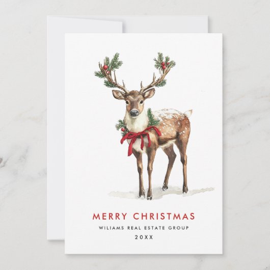 Cartes Pour Fêtes Annuelles Élégant renne Classy Joyeux Noël Entreprise (Devant)