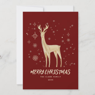 Cartes Pour Fêtes Annuelles Élégant renne rouge et or Joyeux Noël