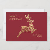 Cartes Pour Fêtes Annuelles Élégant renne rouge or Joyeux Noël (Devant)