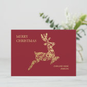 Cartes Pour Fêtes Annuelles Élégant renne rouge or Joyeux Noël (Debout devant)