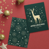 Cartes Pour Fêtes Annuelles Élégant renne vert et or Joyeux Noël