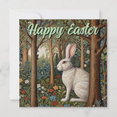 Cartes Pour Fêtes Annuelles Elégant retro lapin boisé boisé fleuri Pâques (Devant)