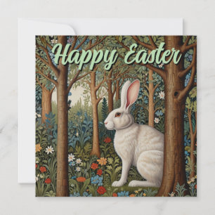 Cartes Pour Fêtes Annuelles Elégant retro lapin boisé boisé fleuri Pâques