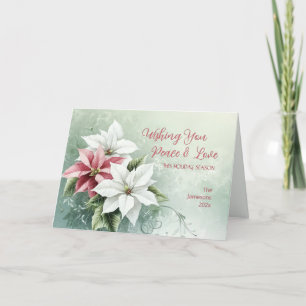 Cartes Pour Fêtes Annuelles Élégant rose blanche Poinsettias Noël