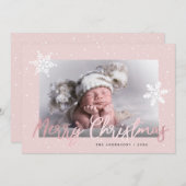 Cartes Pour Fêtes Annuelles Élégant Rose Gold Joyeux Noël Photo personnalisée (Devant / Derrière)