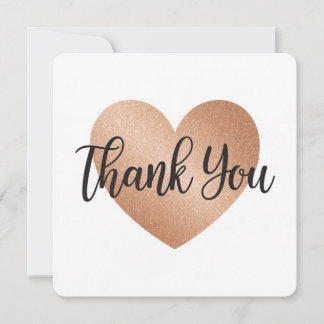 Cartes Pour Fêtes Annuelles Elégant Rose Parties scintillant Or Coeur "Merci"