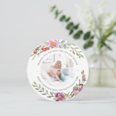 Cartes Pour Fêtes Annuelles Elégant rose Peony Script moderne Aquarelle Floral (Debout devant)