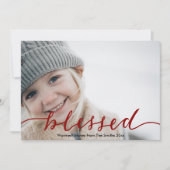 Cartes Pour Fêtes Annuelles Élégant Rouge Bourgogne Script Béni Photo Simple (Devant)