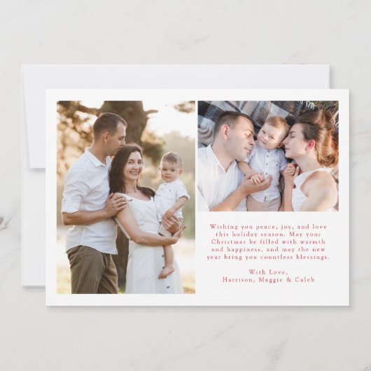 Cartes Pour Fêtes Annuelles Elégant Rouge Joyeux Noël photo Collage (Dos)