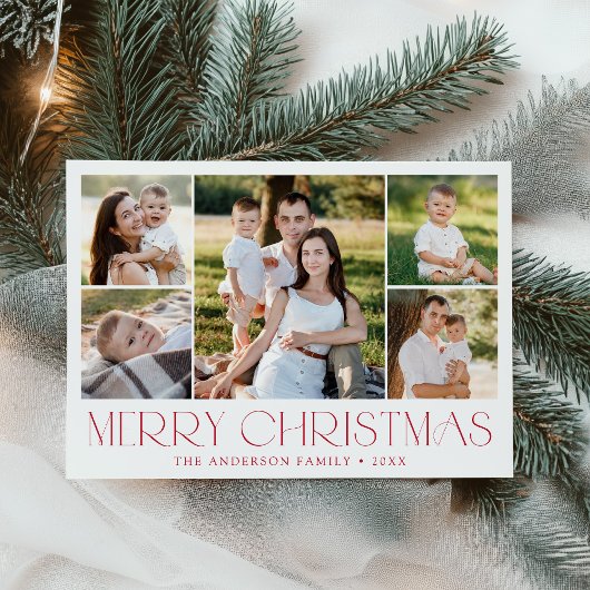 Cartes Pour Fêtes Annuelles Elégant Rouge Joyeux Noël photo Collage