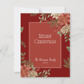 Cartes Pour Fêtes Annuelles Élégant Rouge Joyeux Noël Poinsettia (Devant)