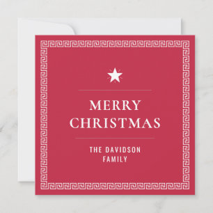Cartes Pour Fêtes Annuelles Élégant Rouge Joyeux Noël Stylish Grec Meander