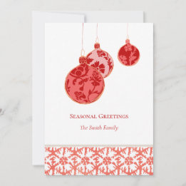 Cartes Pour Fêtes Annuelles Élégant rouge minimal ornement floral