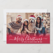 Cartes Pour Fêtes Annuelles Élégant Rouge moderne Script 2 Photo Noël (Devant)