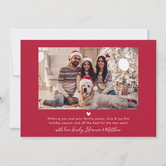 Cartes Pour Fêtes Annuelles Élégant Rouge moderne Script 2 Photo Noël (Dos)