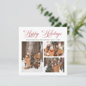 Cartes Pour Fêtes Annuelles Élégant Rouge moderne Script Joyeux Vacances 3 Pho (Debout devant)