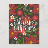 Cartes Pour Fêtes Annuelles Élégant Rouge Poinsettia Floral Script moderne (Devant)