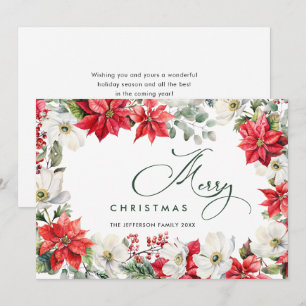 Cartes Pour Fêtes Annuelles Elégant Rouge Poinsettia Joyeux voeux de Noël