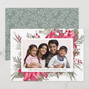 Cartes Pour Fêtes Annuelles Élégant Rouge Poinsettia Photo Noël