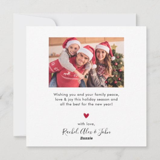 Cartes Pour Fêtes Annuelles Élégant Rouge Script 4 Photo Collage Noël (Dos)