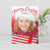 Cartes Pour Fêtes Annuelles Élégant Rouge Simple Joyeux Noël Photo (Debout devant)