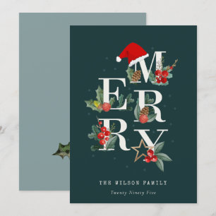 Cartes Pour Fêtes Annuelles Élégant Rouge Vert Blanc Joyeux Noël Folio