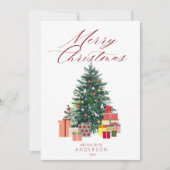 Cartes Pour Fêtes Annuelles Élégant sapin de Noël Joyeux Noël Rouge (Devant)