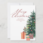 Cartes Pour Fêtes Annuelles Élégant sapin de Noël Joyeux Noël Rouge (Devant)