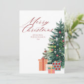 Cartes Pour Fêtes Annuelles Élégant sapin de Noël Joyeux Noël Rouge (Debout devant)