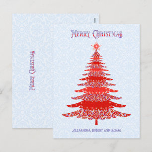 Cartes Pour Fêtes Annuelles Elégant sapin de Noël Rouge bleu Personnalisé