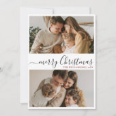 Cartes Pour Fêtes Annuelles Elegant Script 3 Photo Minimal Christmas Greetings (Devant)