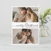 Cartes Pour Fêtes Annuelles Elegant Script 3 Photo Minimal Christmas Greetings (Debout devant)