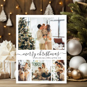 Cartes Pour Fêtes Annuelles Élégant Script 4 Photo Collage Noël