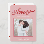 Cartes Pour Fêtes Annuelles Élégant Script Amour Coeur Saint Valentin Photo (Devant / Derrière)